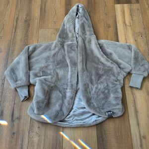 Pretty Rugged Jacket Womens One Size Gray Faux Fur Reversible Hooded Coat